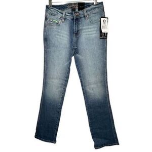 SOUTHPOLE NWT Y2K Ombre Straight Leg Jeans Neon Green Stitching‎ Size 7